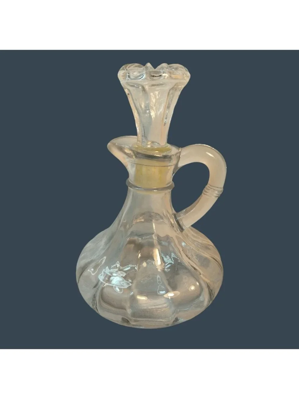 Anchor Hocking Glass Oil Vinegar Cruet Cut Glass Stopper Clear Elegant Farmhouse